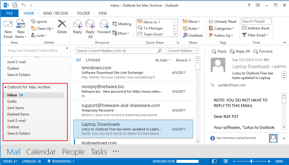 open pst data in outlook